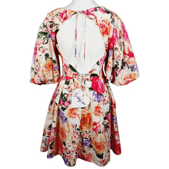 Buddy Love, NWT Bonnie Puff Sleeve Mini Dress, Love Story  Floral Small Coquette - Picture 3 of 16